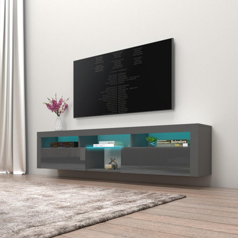 Bari 200 Wall Mounted Floating 79" TV Stand with 16 Color ...