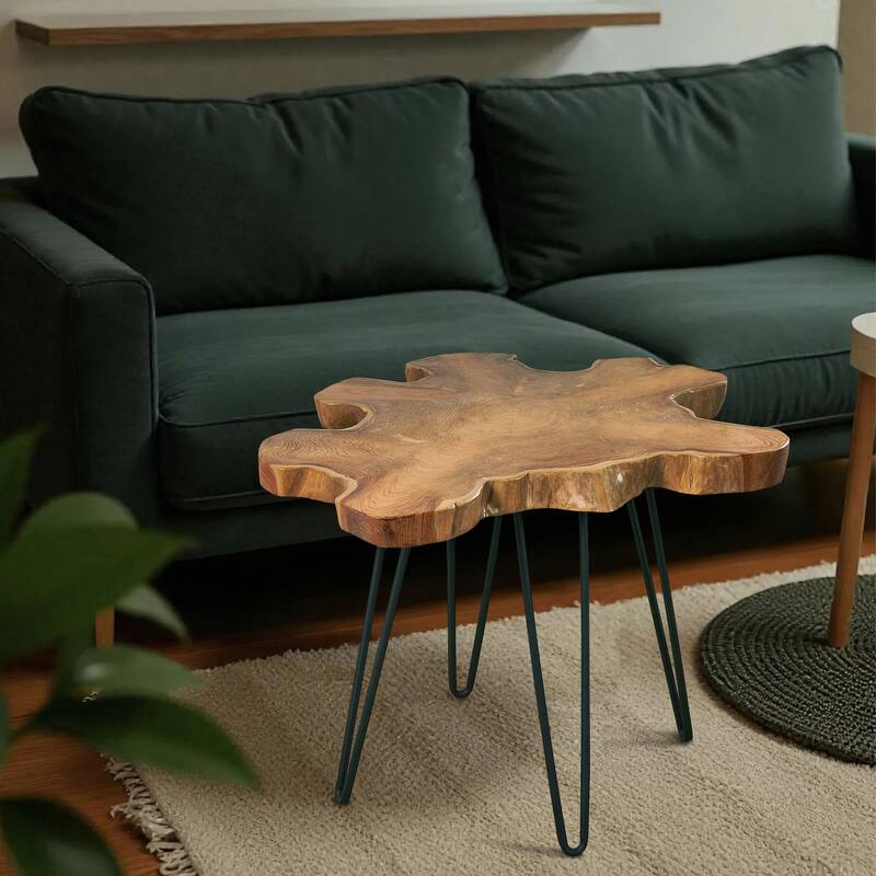 Greenage Solid Wood Teak Live Edge Natural Cut Coffee Table