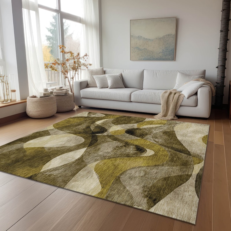 Machine Washable Indoor/ Outdoor Modern Chantille Rug