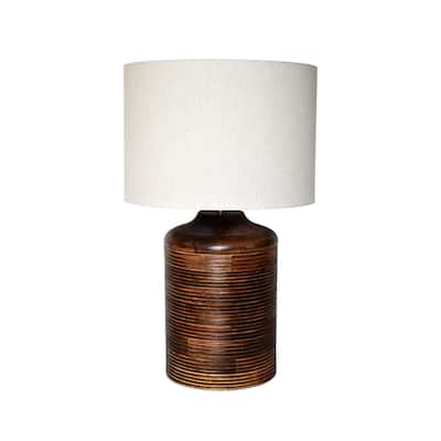 Millerville 27" Table Lamp with Fabric Shade, Brown