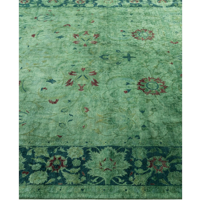 Overdyed One-of-a-Kind Hand-Knotted Area Rug - Green - 6' 1" x 8' 10"