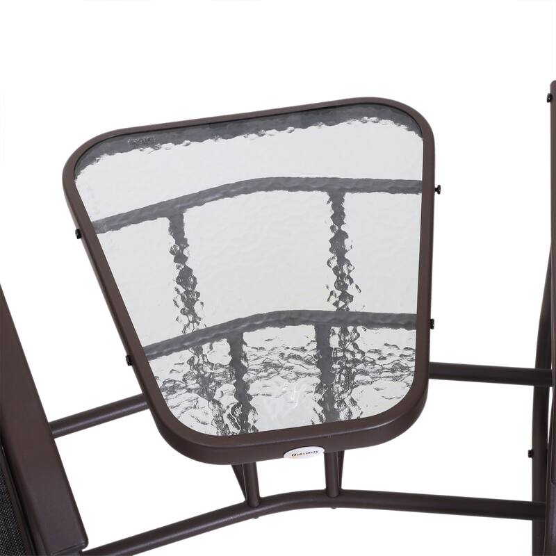 Outsunny Outdoor Glider Chairs with Coffee Table, Patio 2-Seat Rocking Chair Swing Loveseat with Breathable Sling