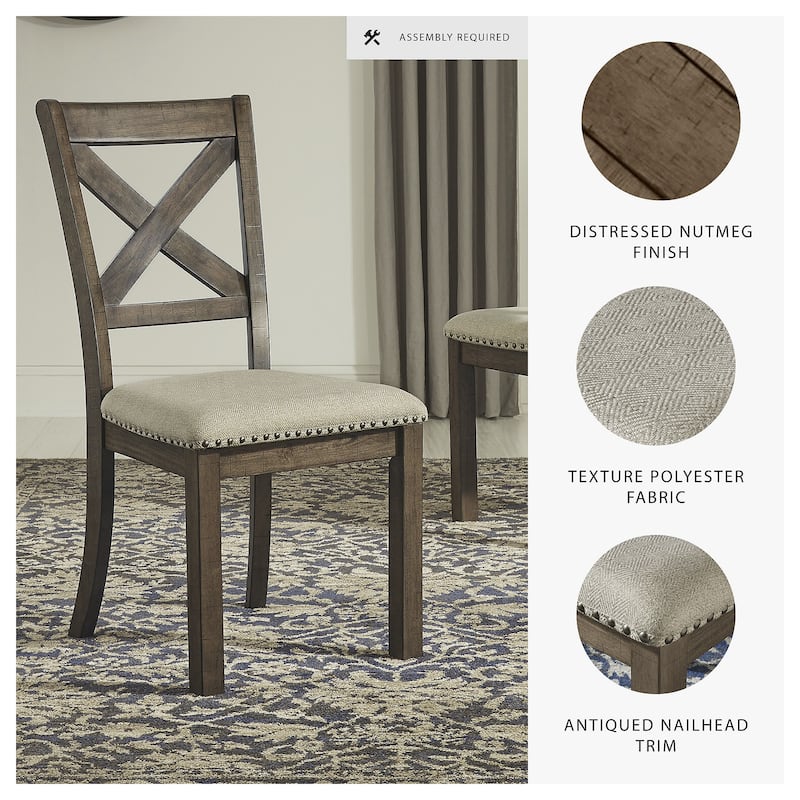 Moriville Beige Upholstered Nutmeg Finish Dining Side Chairs (Set of 2)