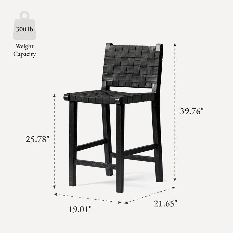 Maven Lane Noah Kitchen Dining Stool with Vegan Leather