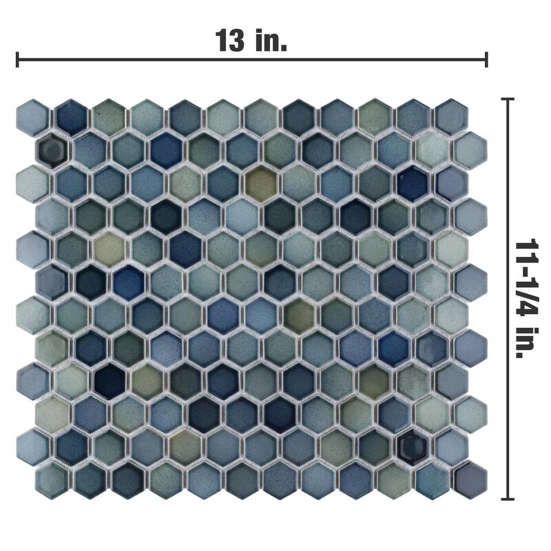 Merola Tile Hudson 1" Hex Atlantis 11-7/8" x 13-1/4" Porcelain Floor and Wall Tile