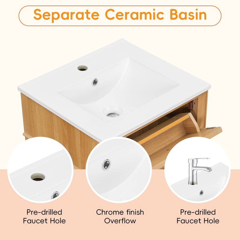 20-Inch Wood Bathroom Vanity with Sink, Solid Wood Legs, Adjustable Shelf, Tilt-Out Drawer,Modern Freestanding Cabinet