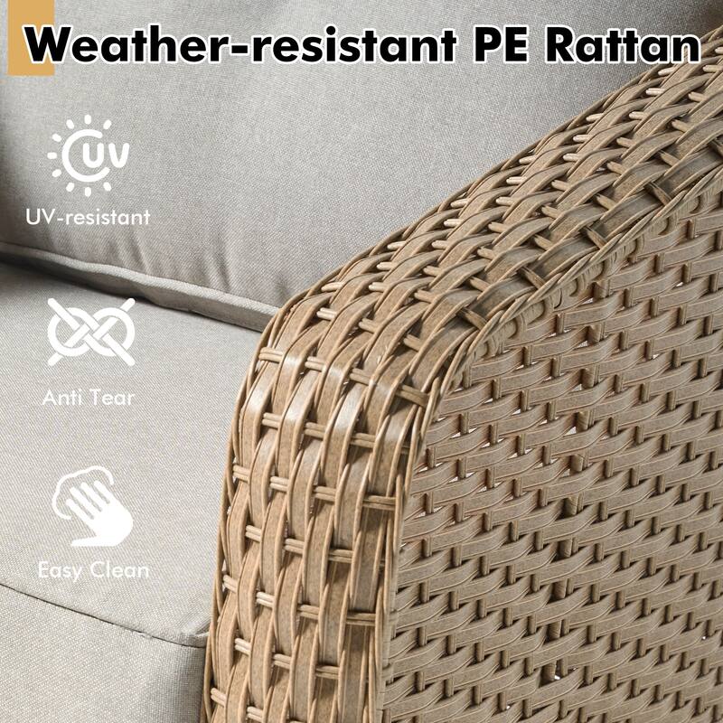 XIZZI 3-Piece Outdoor Chairs Wicker Swivel Rocker with Cushions