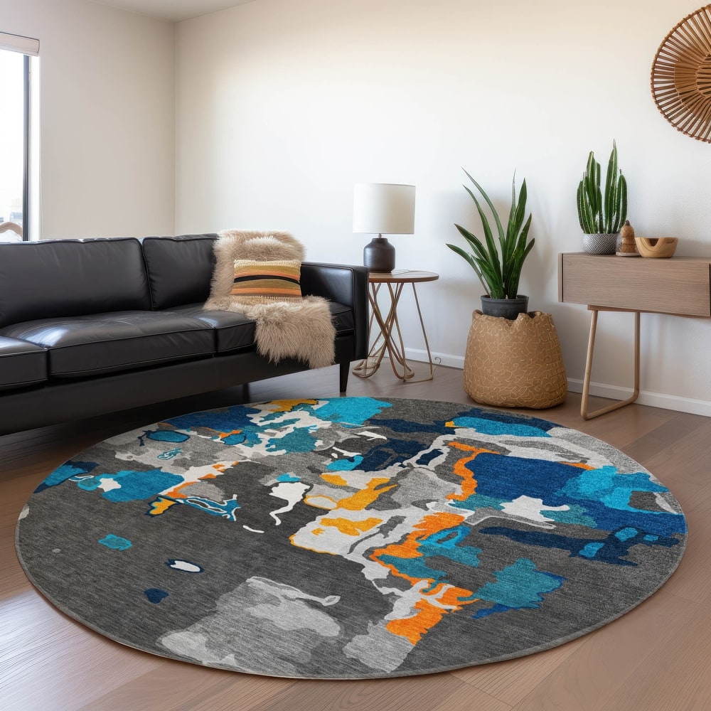 Machine Washable Indoor/ Outdoor Abstract Glam Chantille Rug