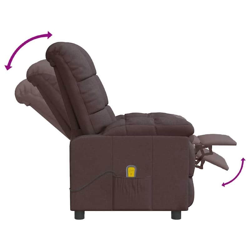 vidaXL Massage Recliner Dark Brown Fabric - 29.1" x 39" x 40.2"
