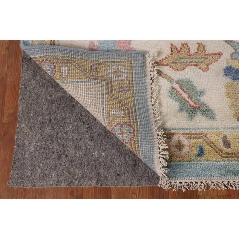 Light Blue Floral Oushak Oriental Area Rug Handmade Wool Carpet - 9'0"x 11'9"