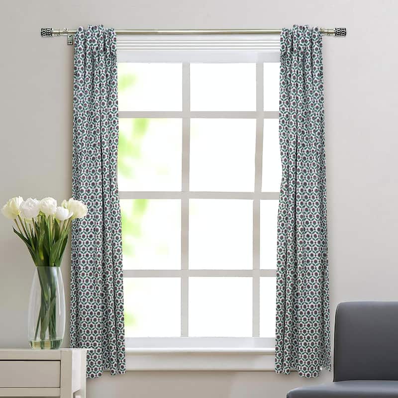 Fabdivine Handmade Block Print Viscose Linen Gift Home Decorative Accent Vintage Curtain or Drape - Shehjan- Pink, Green - 54" X 29"