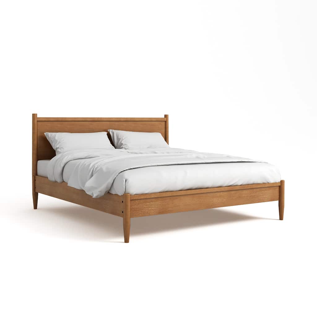 Queen-size Mid-century Modern Wood Paneled Platform Bed