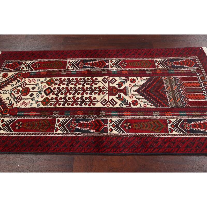 Geometric Hamedan Persian Traditional Runner Rug Handmade Wool Carpet - 3'4" x 6'8"