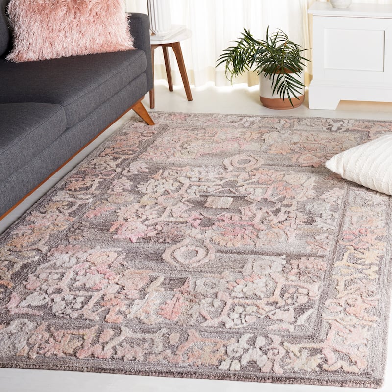 SAFAVIEH Handmade Marquee Cacilia Modern Rug - 6' Square - Grey/Pink