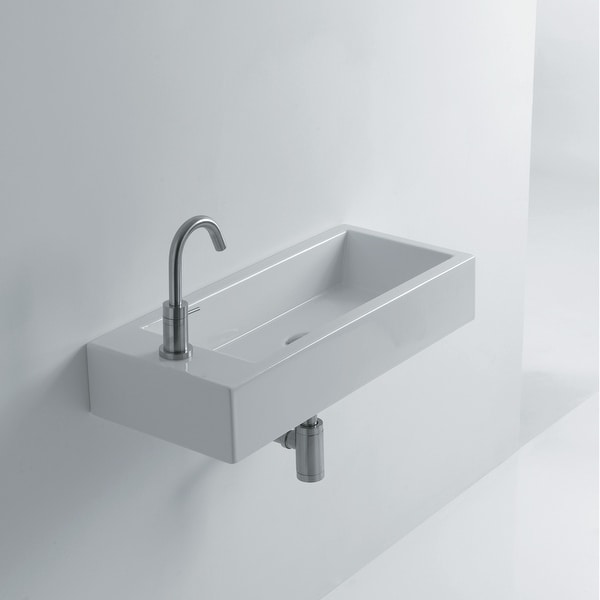 Ws Bath Collections Hox Mini 45r Ws05301f Whitestone 17 4 5 Ceramic Wall Mounted Or Vessel Bathroom Sink With Single Faucet