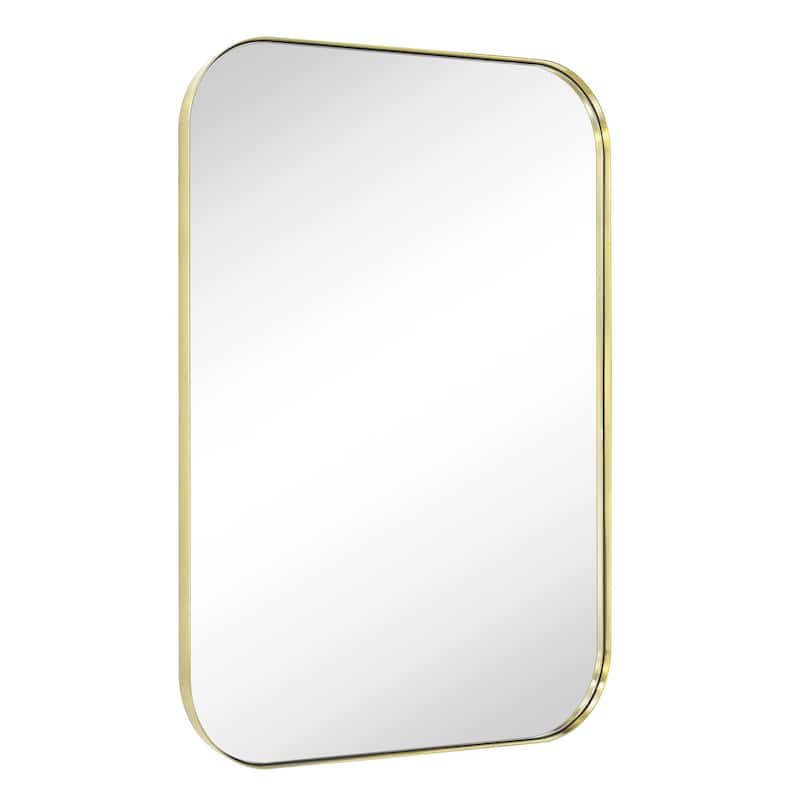 TEHOME Mid-Century Modern Chic Metal Rounded Wall Mirrors - 22'' x 30'' - Brushed Gold