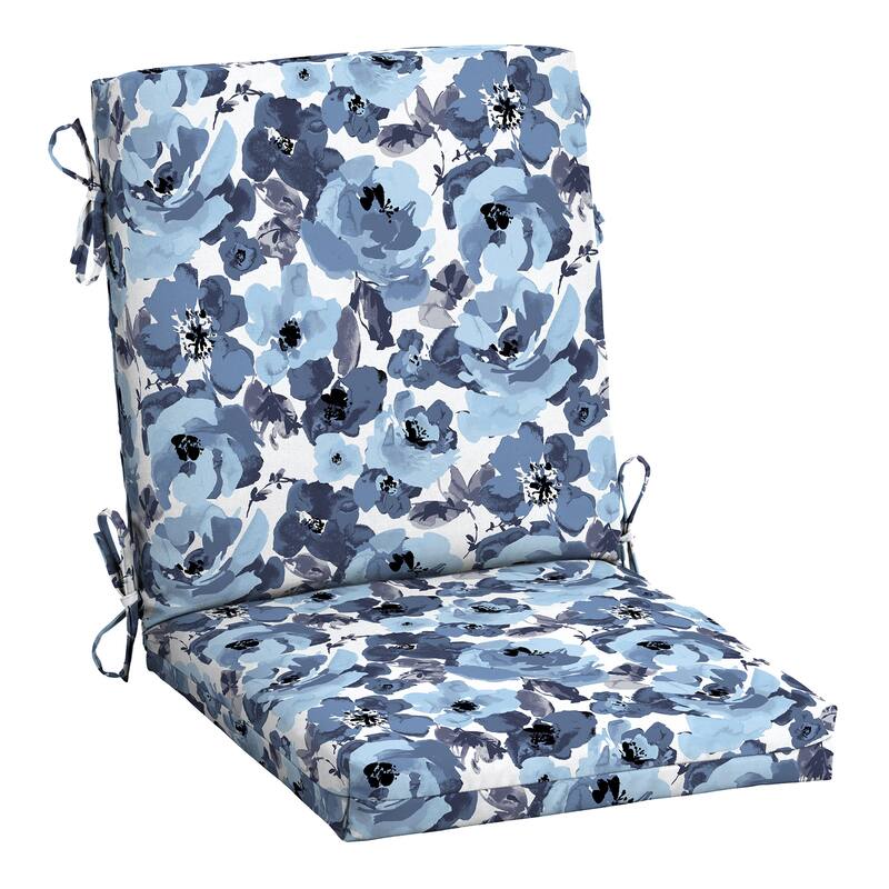 ARDEN Outdoor Midback Chair Cushion, 18 x 16.5 - Blue Garden Floral
