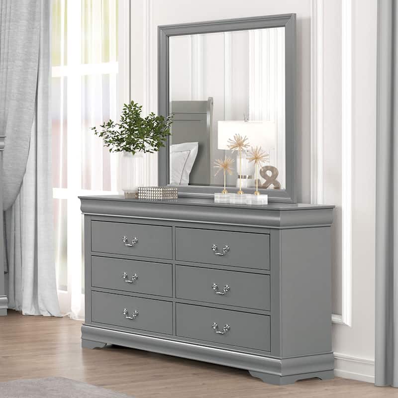 Furniture of America Mayday Traditional Solid Wood 2-piece Dresser and Mirror Set - Grey