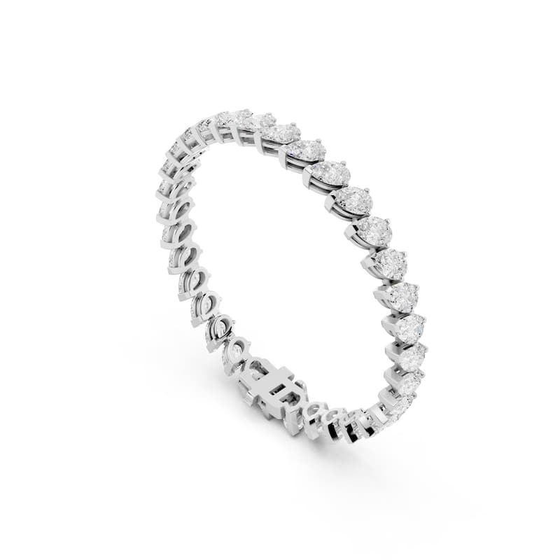 Auriya 14K Gold Lab Grown Pear-shaped Tennis Bracelet 11ct. tw. (F-G VS) - N/A