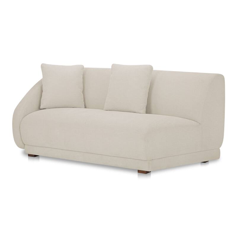 NADAAL STUDIOS Solace Left Arm Facing Modular Sofa, Deep Foam & Fiber Cushioning, Plinth Base, Two Toss Cushions, White