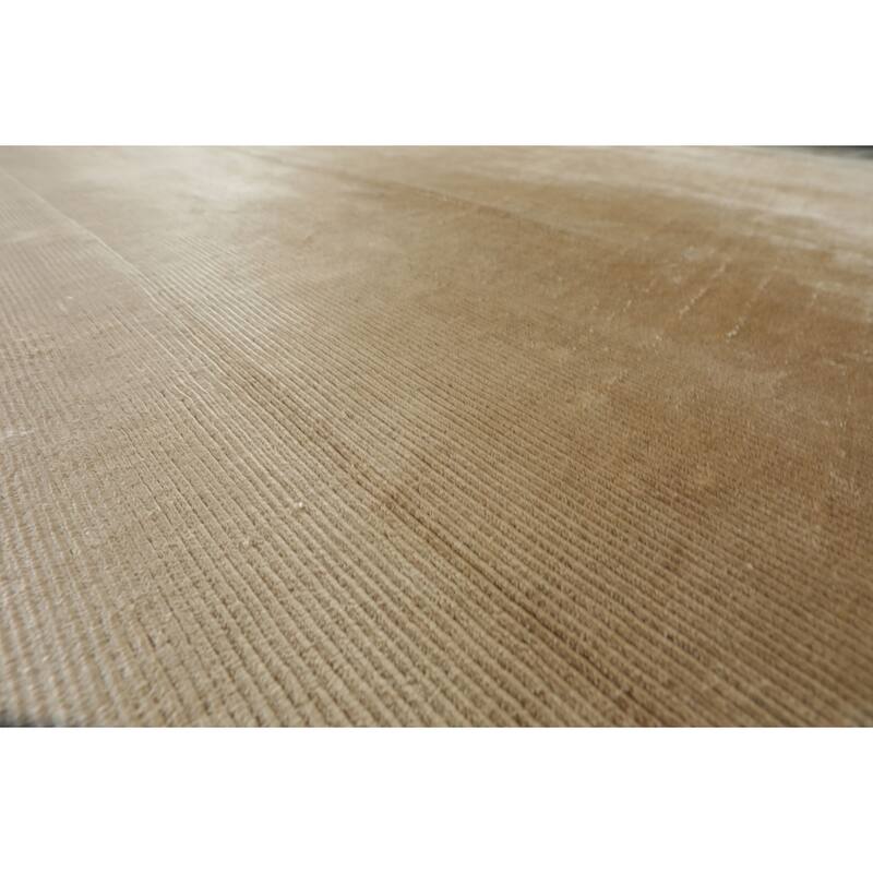 Multi Size Hand Knotted Beige Tibetan Silk Contemporary Rug