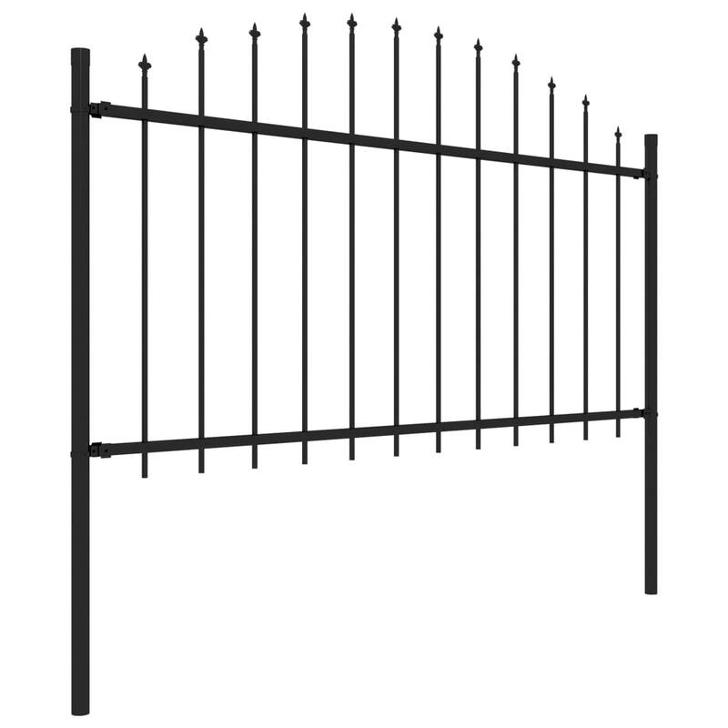 vidaXL Garden Fence with Spear Top Steel 11.2' Black