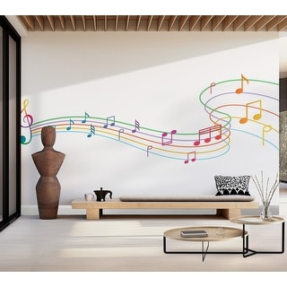 Musical Note Mural Premium Peel & Stick Wall Mural - Colorful Music Notes - Bed Bath ...