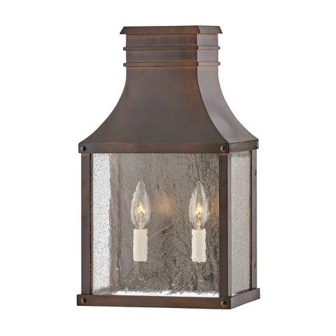 Hinkley Beacon Hill Collection Two Light Outdoor Medium Wall Mount Lantern, Blackened Copper