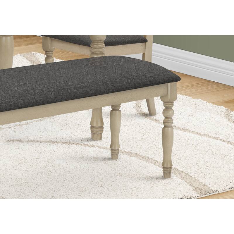 Bench, 42" Rectangular, Wood, Upholstered, Dining Room, Kitchen, Entryway, Brown And Beige, Transitional