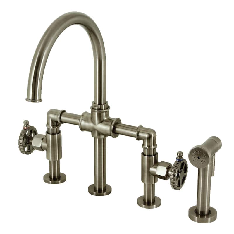 Kingston Brass Fuller Bridge Kitchen Faucet - Black Stainless