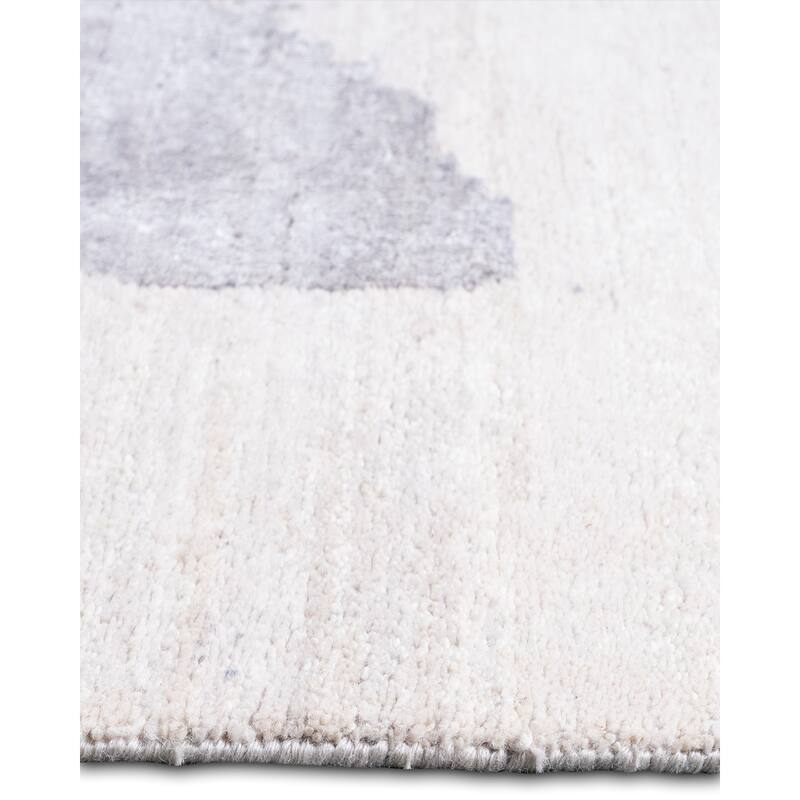 Overton Hand Knotted Wool Vintage Inspired Modern Contemporary Modern Beige Area Rug - 10' 1" x 8' 1"