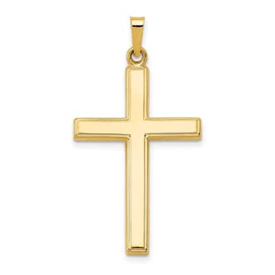 Curata 14k Yellow Gold Polished 18" Cross Pendant Necklace - 35.9x19.3mm