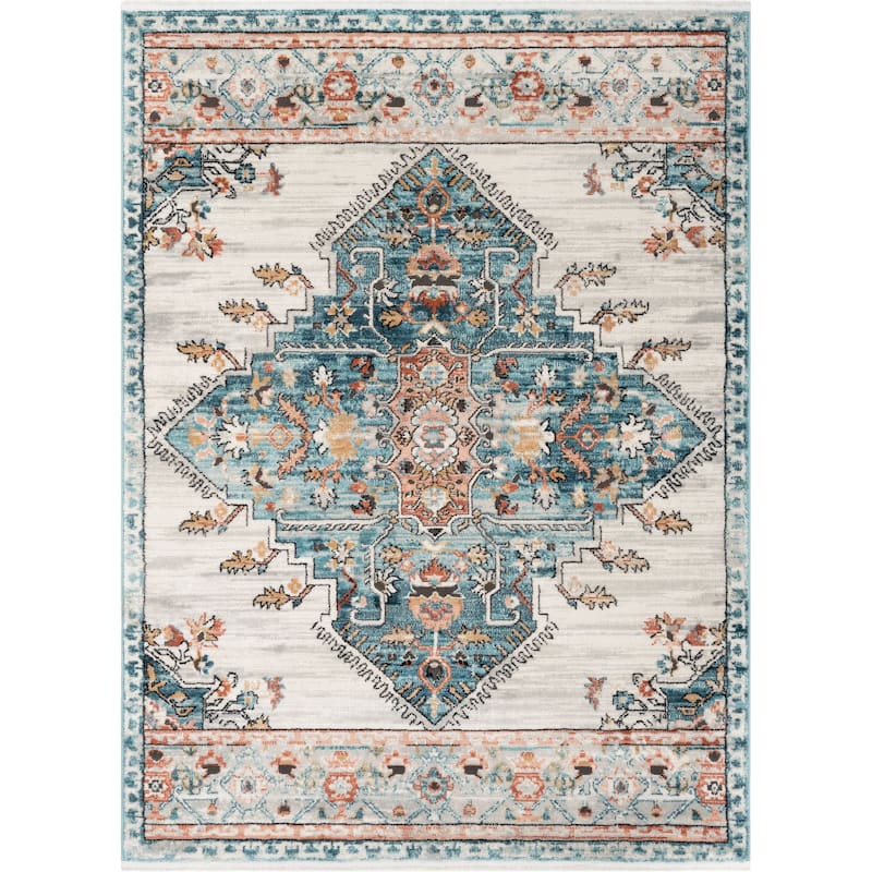 Well Woven Indira Manor Vintage Medallion Area Rug - 7' 10" x 9' 10" - Blue - Rectangle