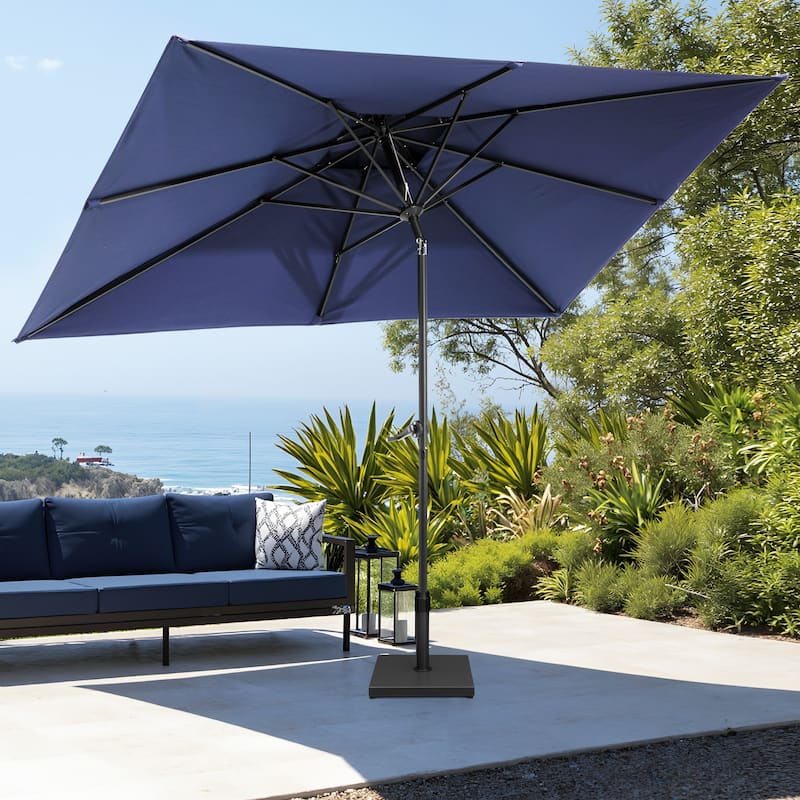 Pellebant Outdoor Patio 10 X 6.5 FT Double Top Market Umbrella with Base