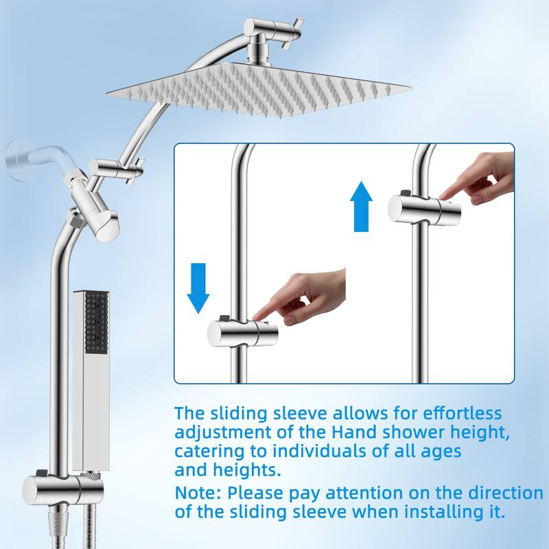 10" All Metal High Pressure Rain Shower with 4-spray Handheld Shower