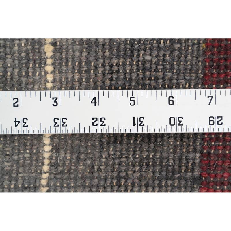 Hand Knotted Oriental 100% Wool Carpet Modern Geometric Multi-Colored Gabbeh Runner Rug - 4' 7'' X 2' 3''