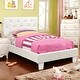 preview thumbnail 7 of 15, Heston Glam Twin Faux Leather Upholstered Tufted Platform Kid Bed by Silver Orchid White