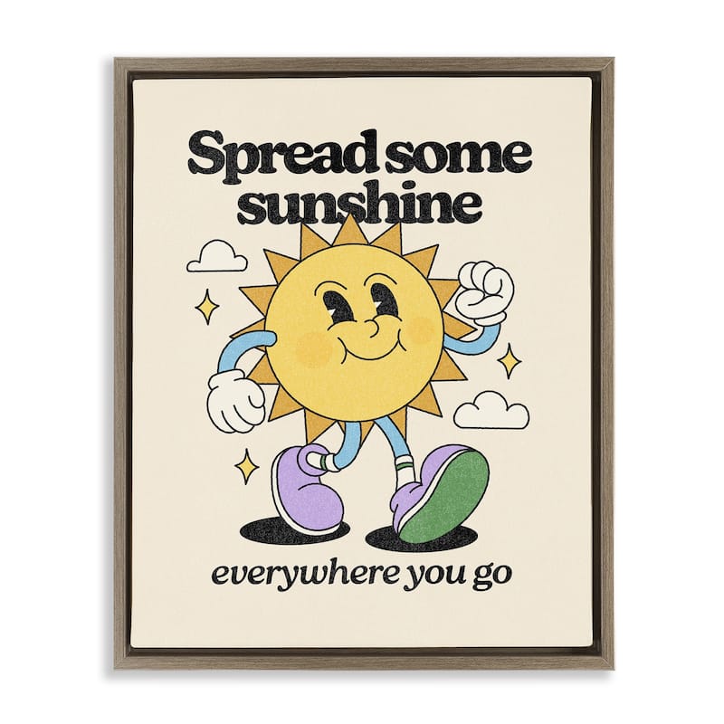 Stupell Retro Spread Some Sunshine Framed Floater Canvas Wall Art Design By Victoria Barnes - 25 x 31 - Brown