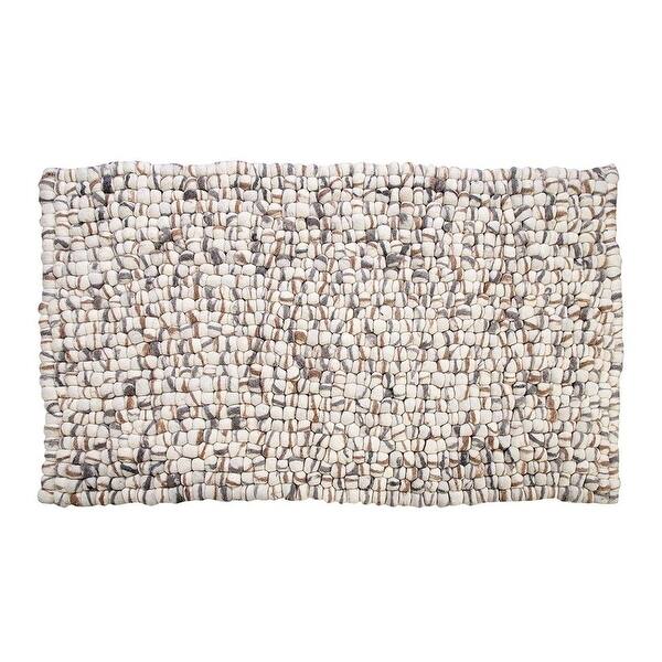 Amala Handmade Wool Felt Pebble Rug Brown Stripes Brown stripes Bed