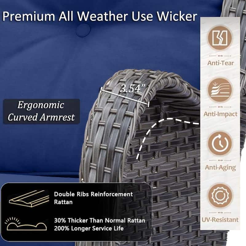 12 Piece Outdoor Wicker Patio Furniture Seating Set with Swivel Chairs