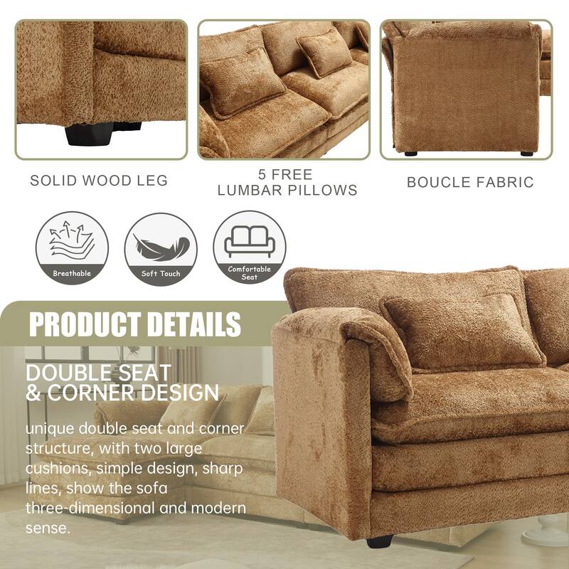 Chenille Fabric L-Shape Comfy Oversized three-seat Modular Sectional Sofa