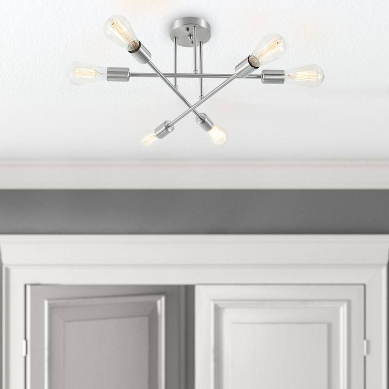 6 - Light Modern Metal 23.62'' Sputnik Semi-Flush Mount Ceiling Light
