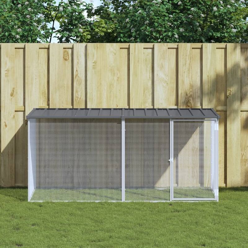 vidaXL Chicken Cage with Roof Metal Chicken Run Animal House Galvanized Steel - 79.9" x 38.6" x 35.4" - Anthracite