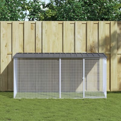vidaXL Chicken Cage with Roof Metal Chicken Run Animal House Galvanized Steel