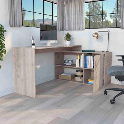 L-Shaped Computer Desk with Open & Closed Storage