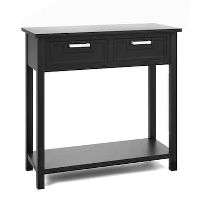 Wooden Console Table with 2 Drawers and Open Storage Shelf for Hallway