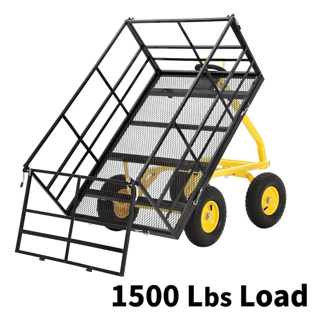Heavy Duty 3-in-1 Yard Garden Wagon Cart with Removable Side Panels for Outdoor Lawn, Yard, 1500 LB Load