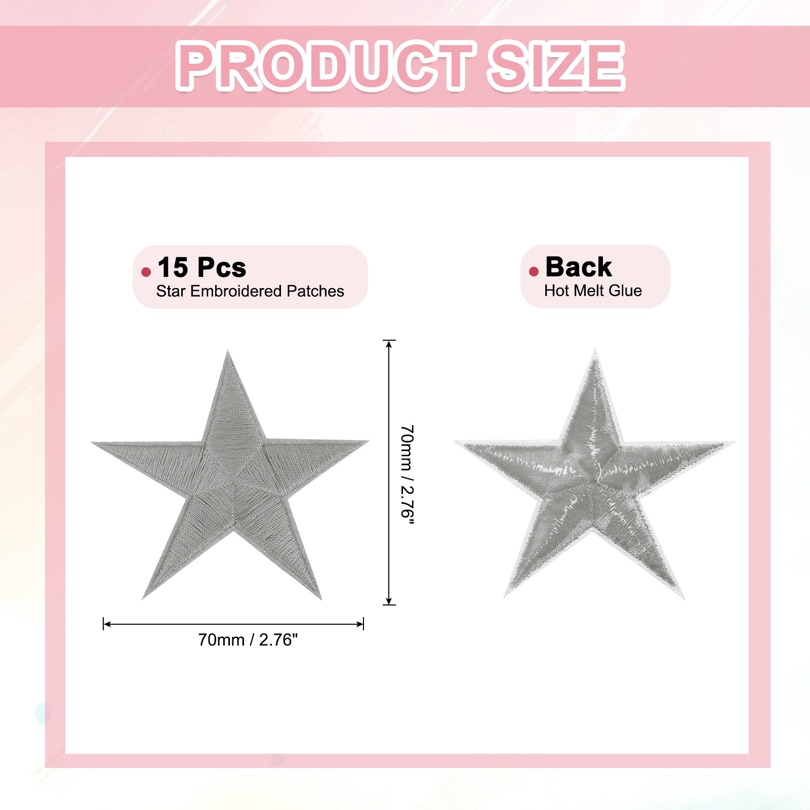 Iron on Star Patches, Sew on Star Embroidered Patches, Decorative Repair Patch Applique for DIY Craft