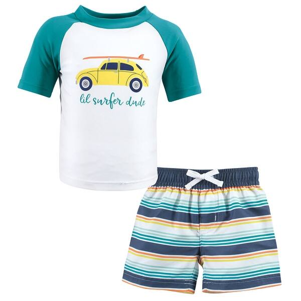 slide 1 of 1, Hudson Baby Boys Swim Rashguard Set, Surfer Dude Surfer Dude - 2T