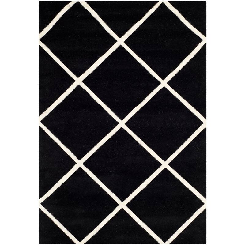 SAFAVIEH, Handmade Chatham Ezzelina Modern Moroccan Wool Rug - 4' x 6' - Black/Ivory